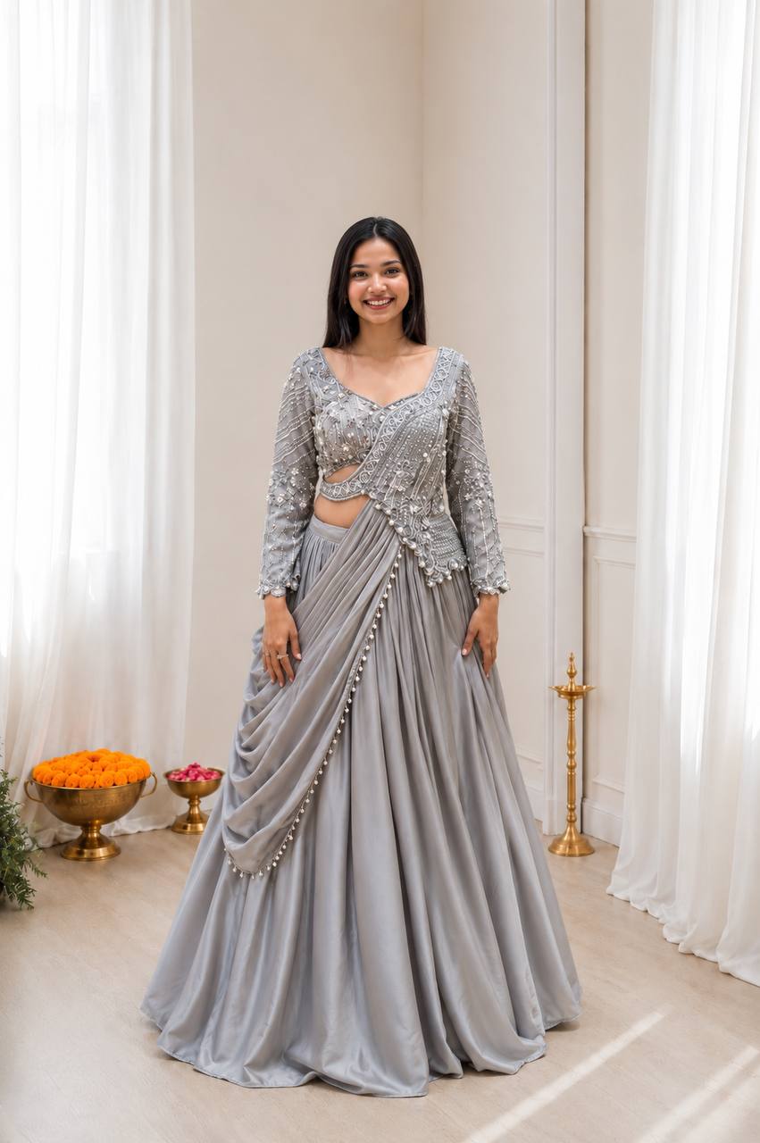 Premium Embroidered Rangoli Silk Lehenga Choli Set