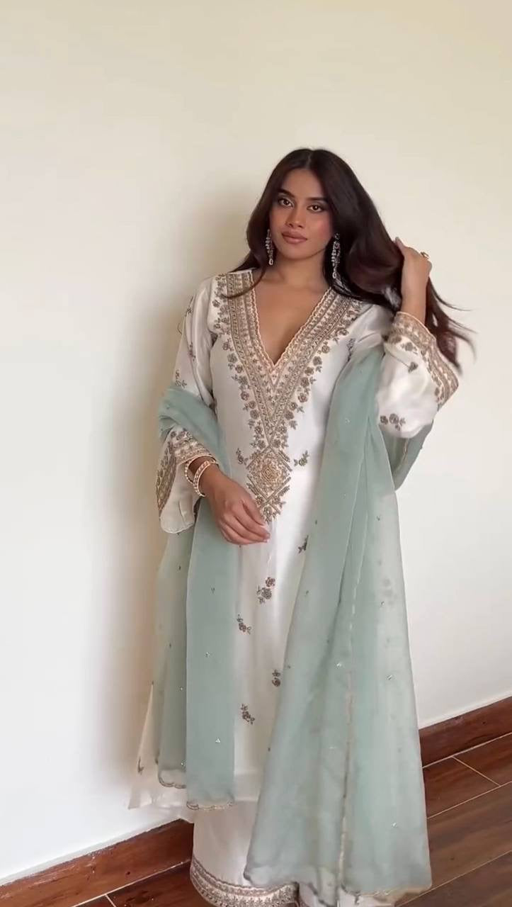 EID 🌙 EXCLUSIVE 3 PIECE PLAZZO PAIR WITH   DUPATTA
