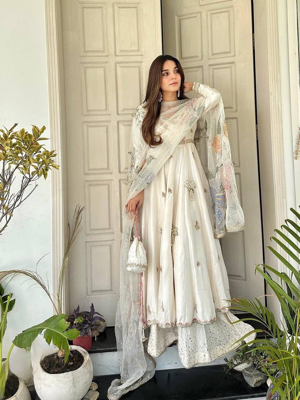 DESIGNER SEQUENCE EMBROIDERED 3 PIECE GOWN PAIR