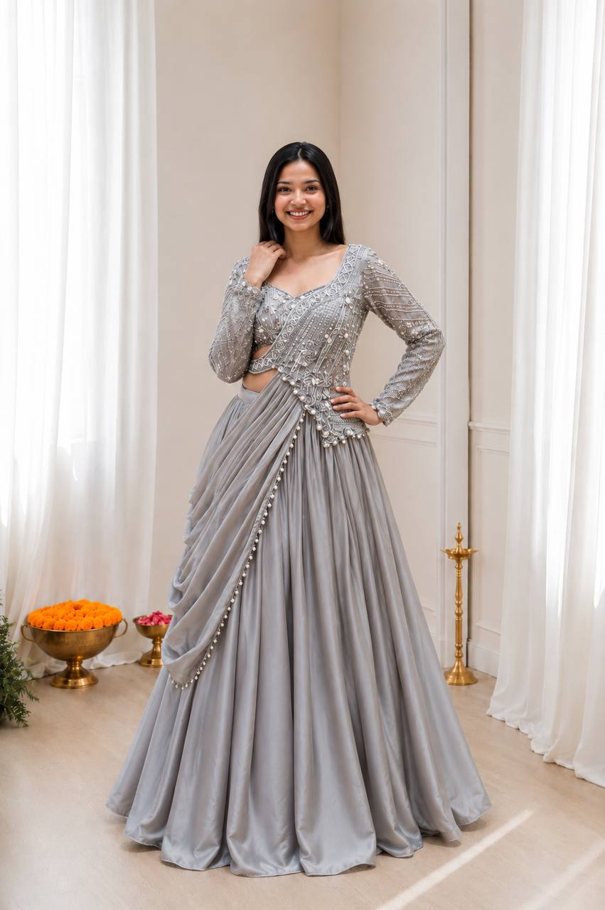 Premium Embroidered Rangoli Silk Lehenga Choli Set