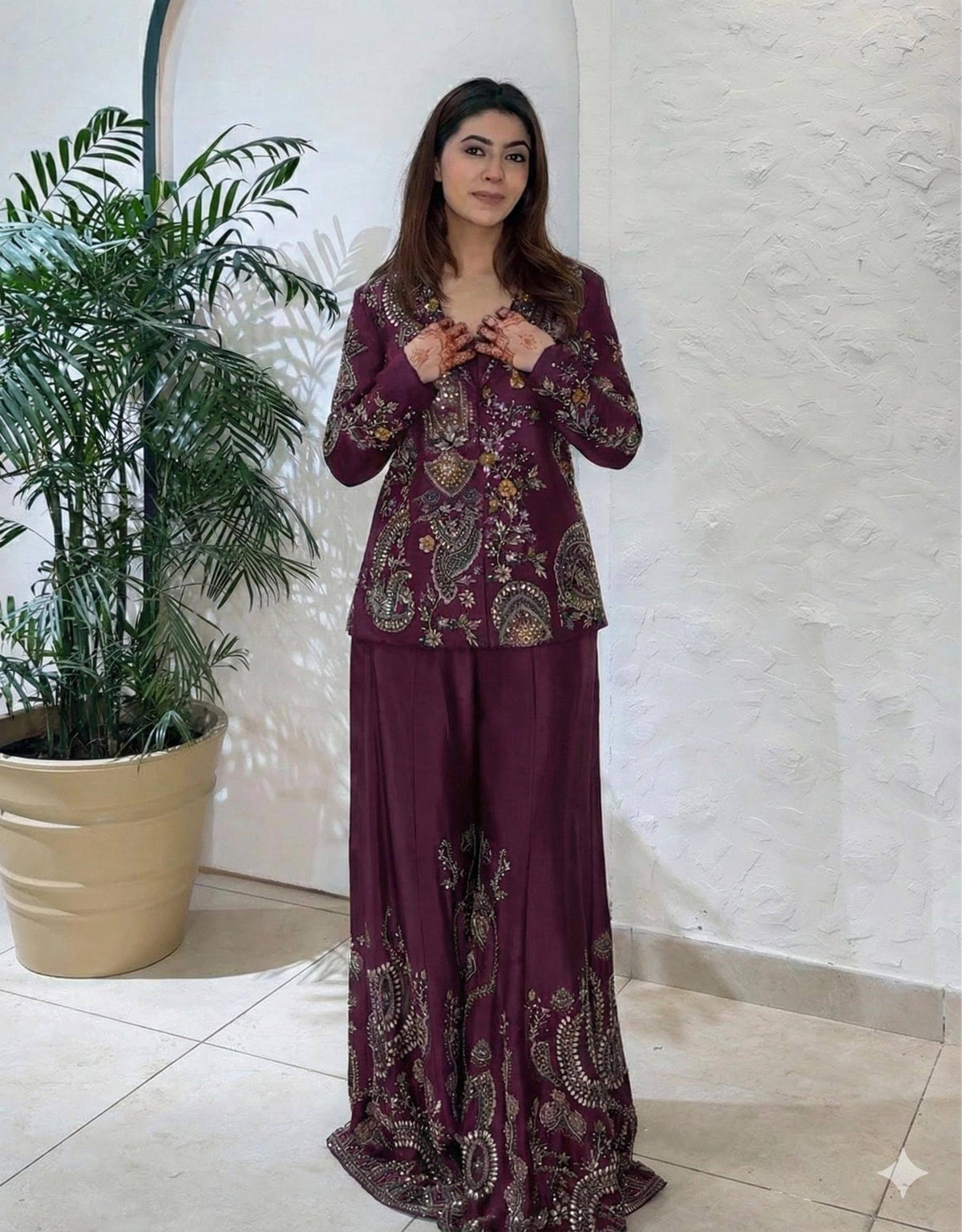 PERFECT FOR PARTY AND WEDDING OUR DESIGNER WEAR 3 PIECE PLAZZO PAIR