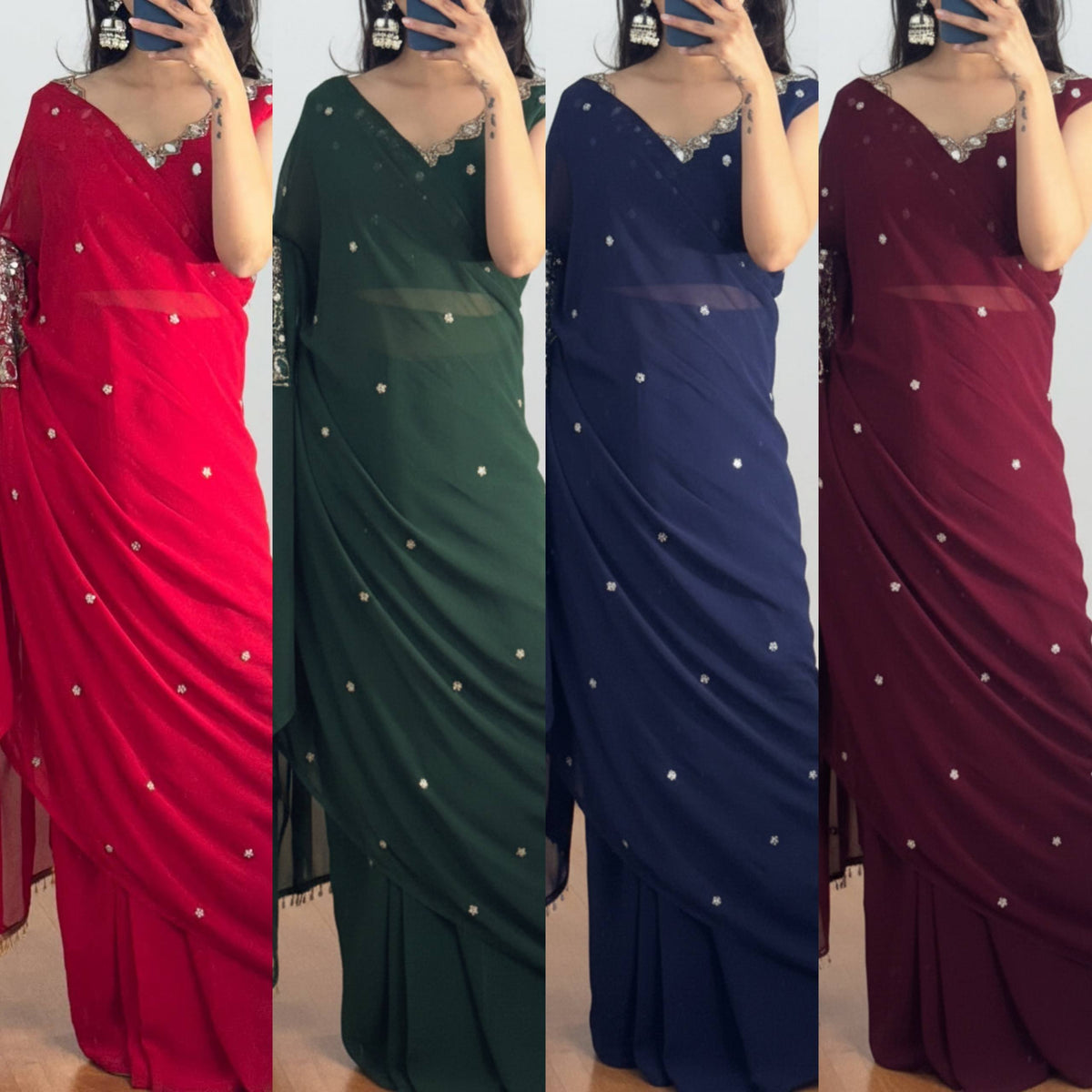EXCLUSIVE 2 STYLES HAND WORKED DRAPE SAREE