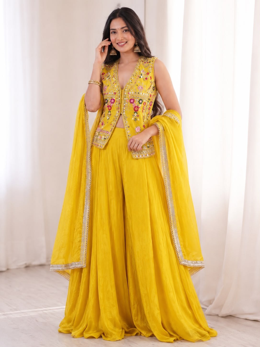 Sunlight Yellow Palazzo Suit for Festive and Sangeet