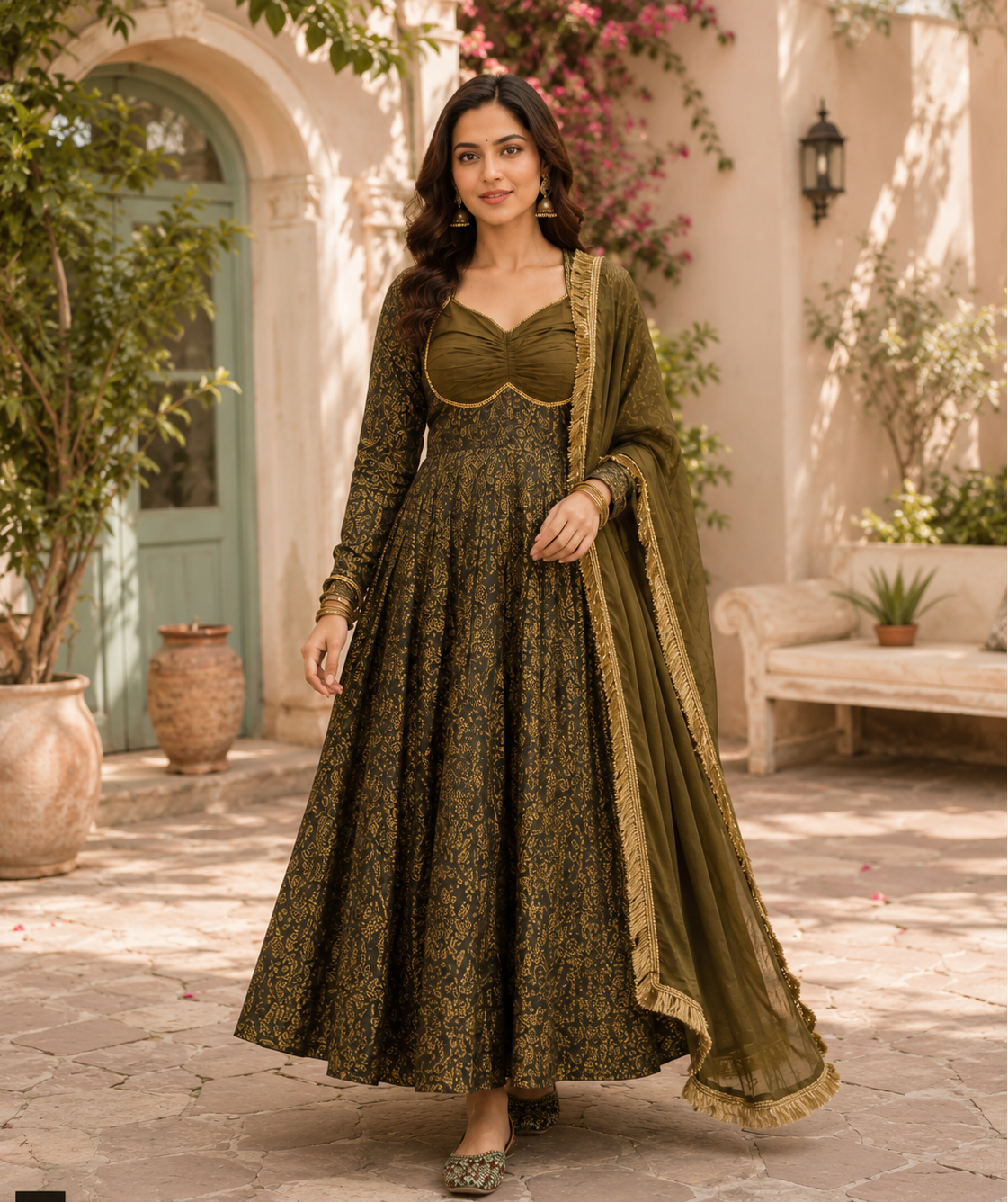 Noor Floral Brocade Jacquard Anarkali Set