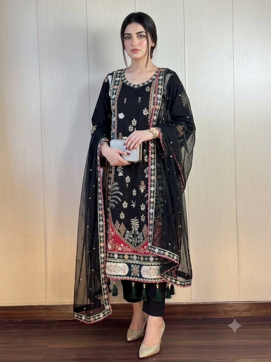 Designer Kaftaan Set with Pant & Dupatta ✨