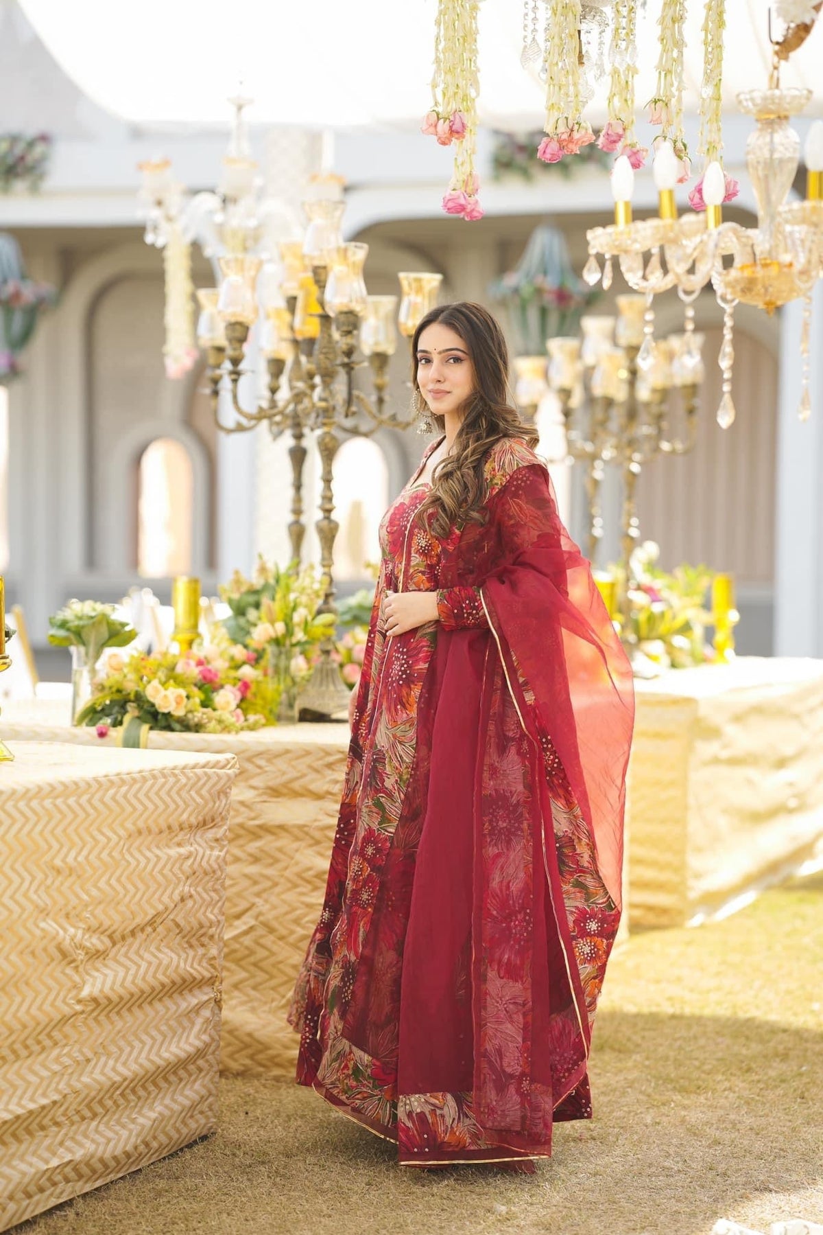MULTI COLOUR DIGITAL PRINTED ANARKALI SUIT SET