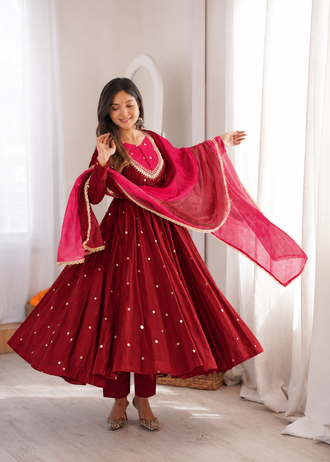Sitara Real Mirror Embellished Anarkali Set
