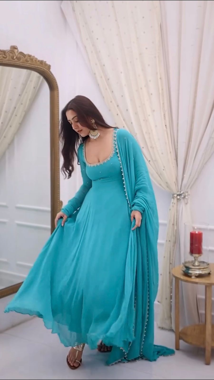 New Partywear Faux Georgette with Embroidery Work Anarkali Set