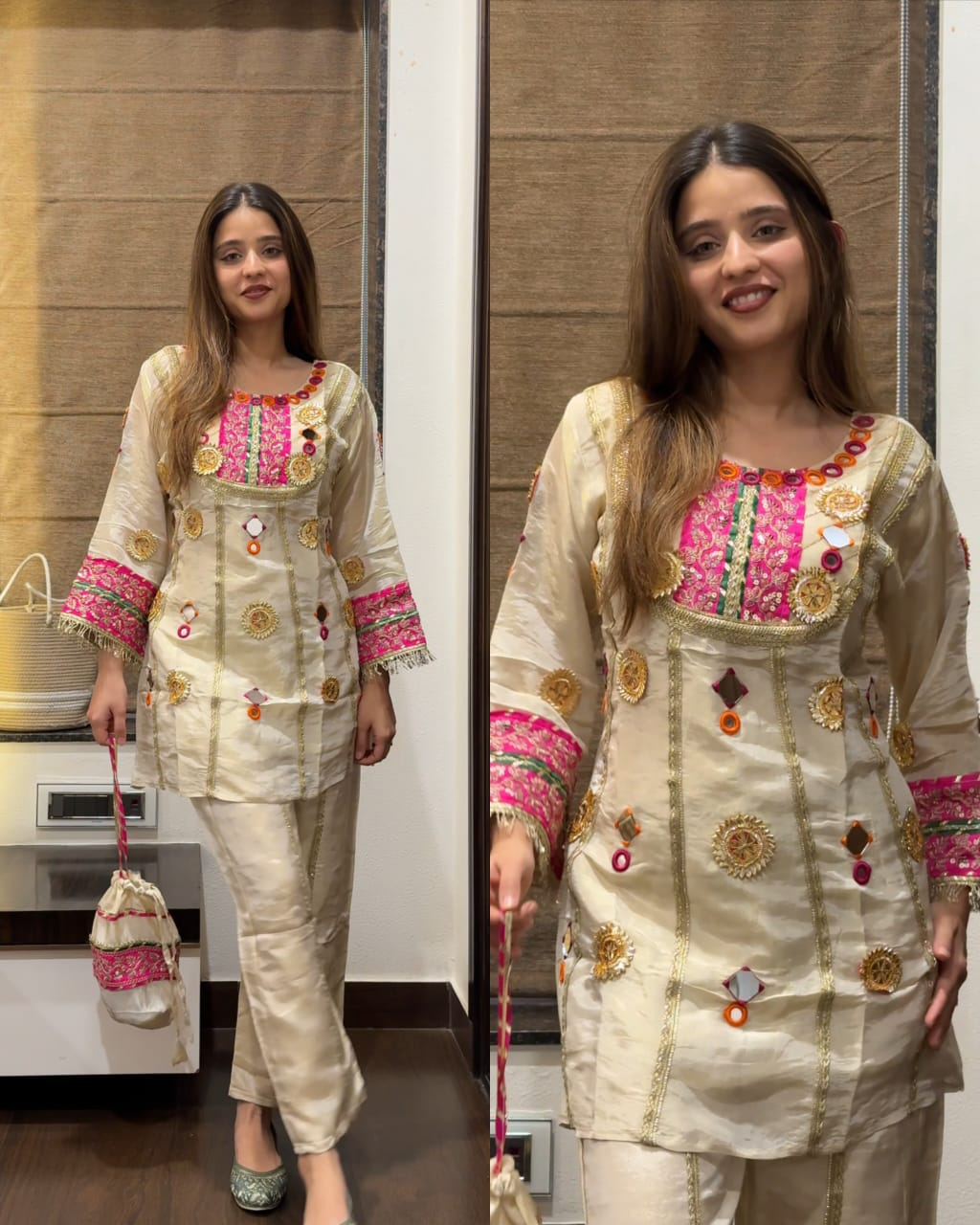 Premium Tissue Silk Gotta Coord With Potli