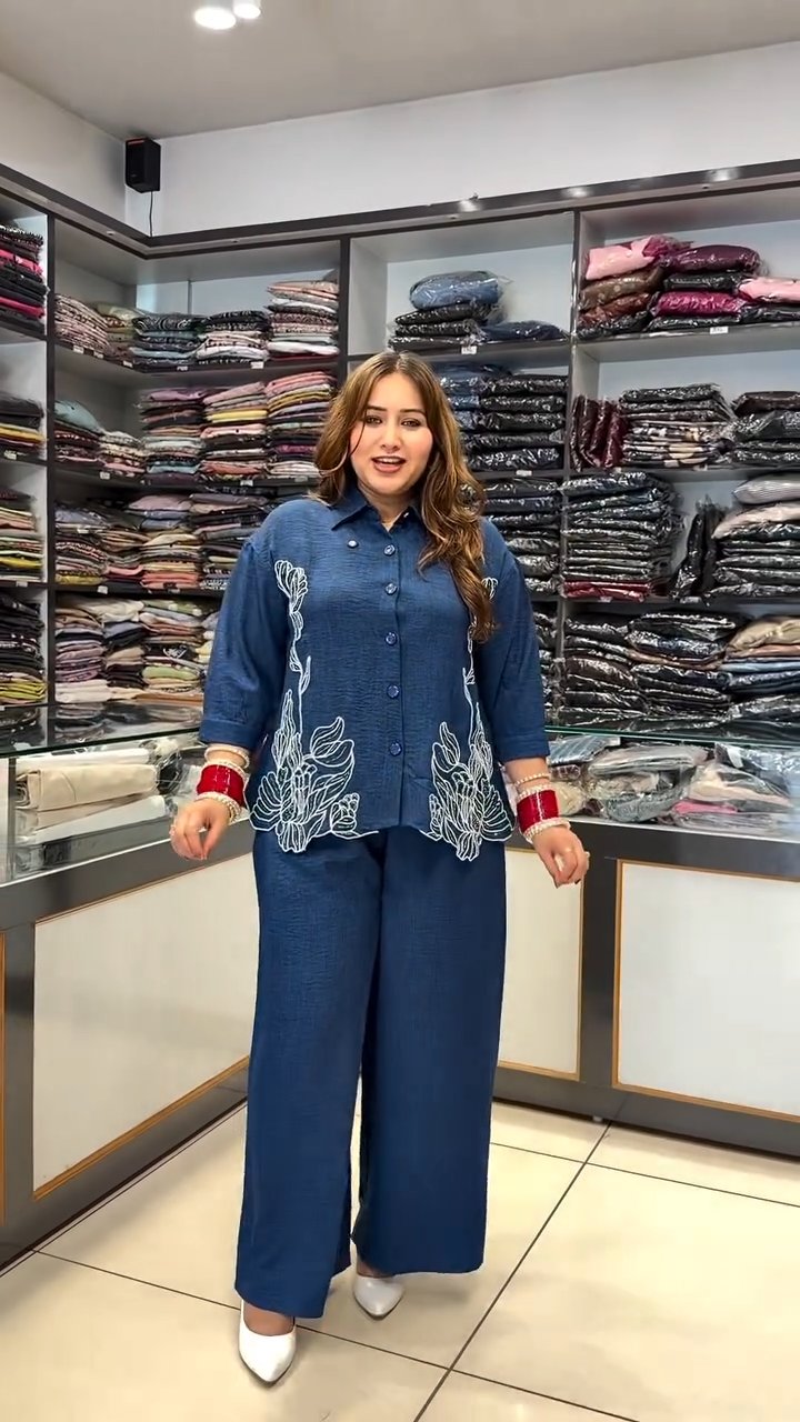 Denim Elegance Cotton Co-Ord Outfit
