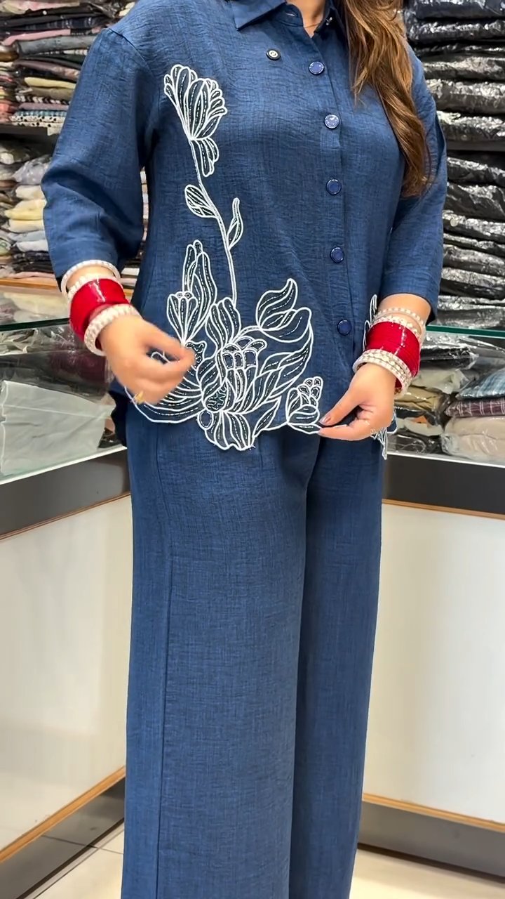 Denim Elegance Cotton Co-Ord Outfit
