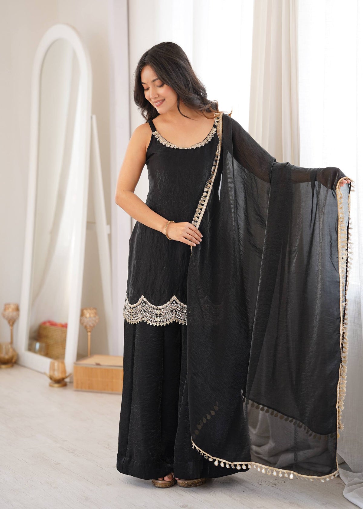 Ruhani Bloom Mirror Work Sharara Set