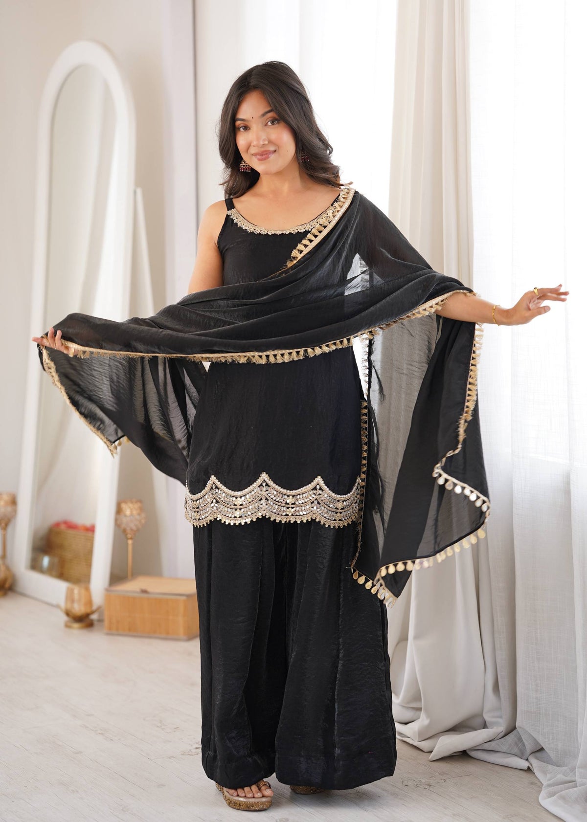 Ruhani Bloom Mirror Work Sharara Set