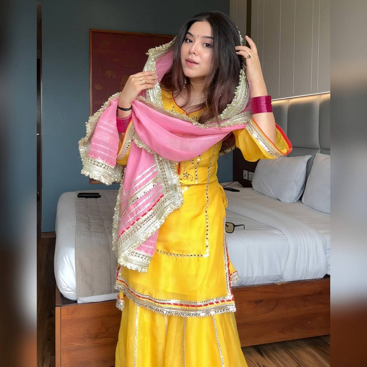 Premium Designer Yellow Sharara Set