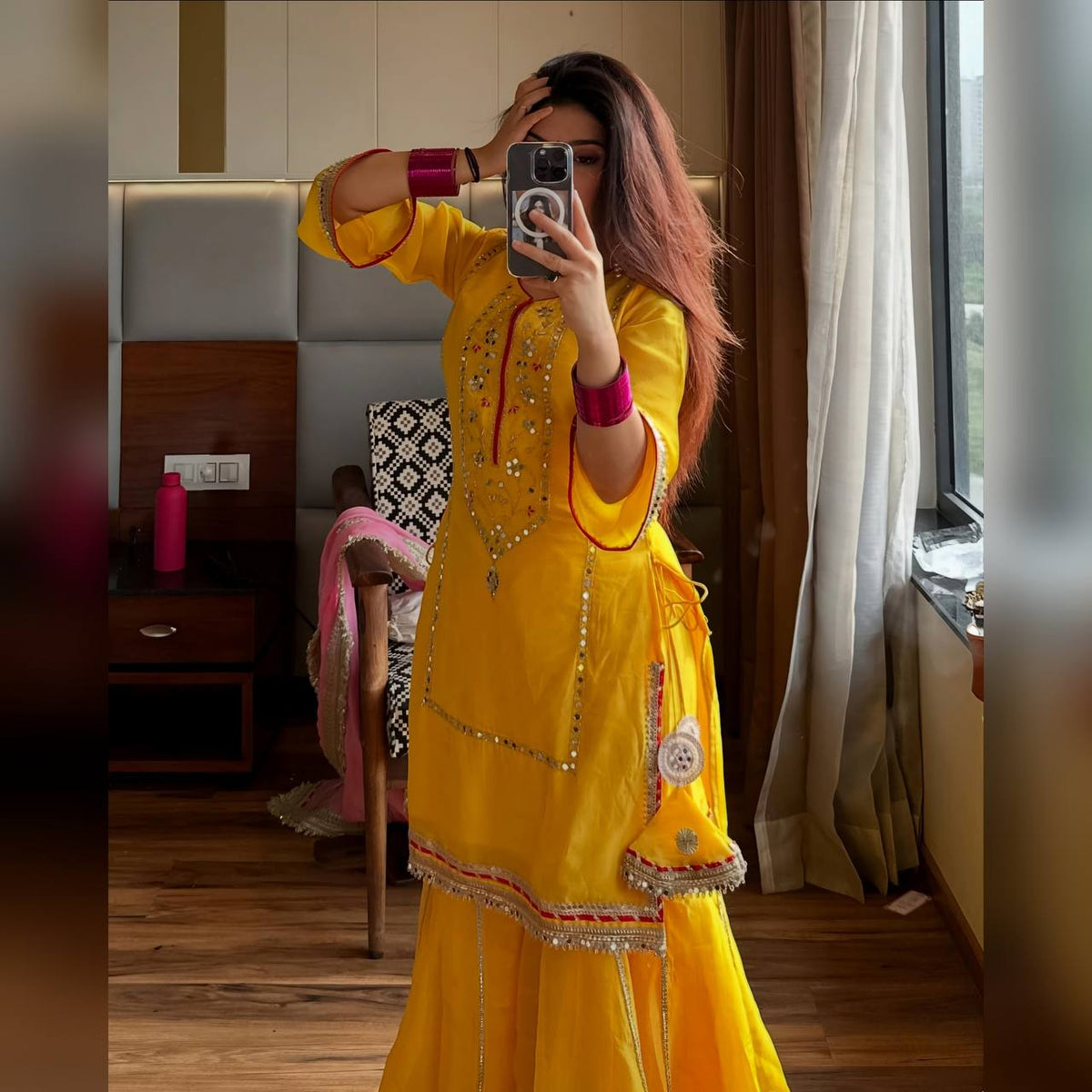 Premium Designer Yellow Sharara Set