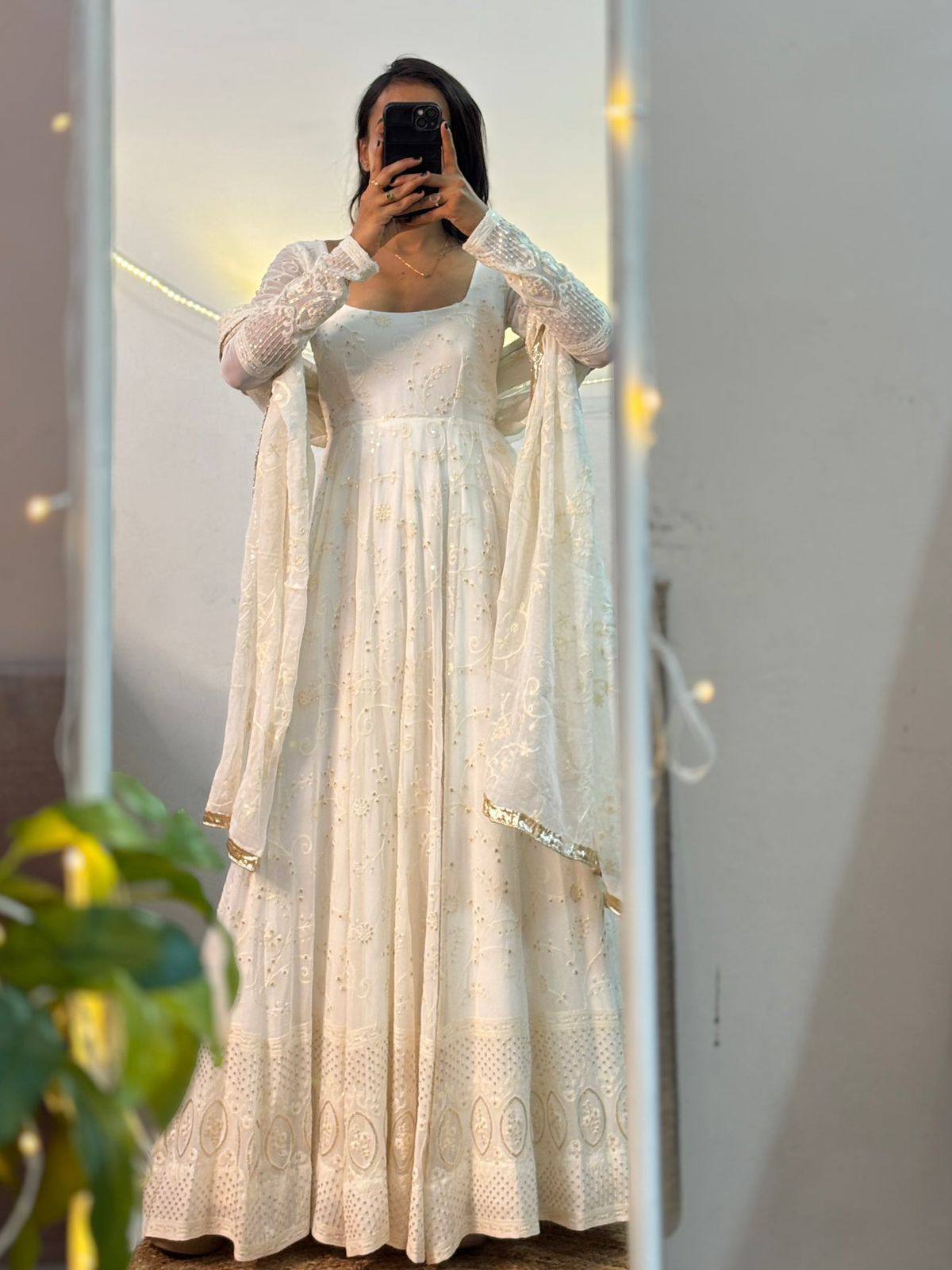 White Color Designer Heavy Faux Georgette with Heavy Embroidery Anarkali Gown