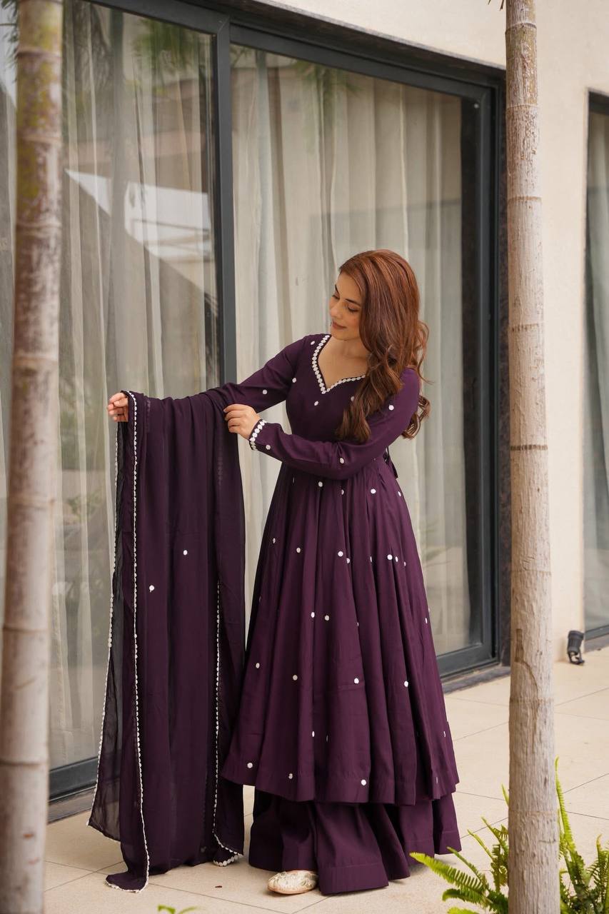 New Designer Wedding Wear Faux Georgette with Heavy Embroidery Work Kurta Set
