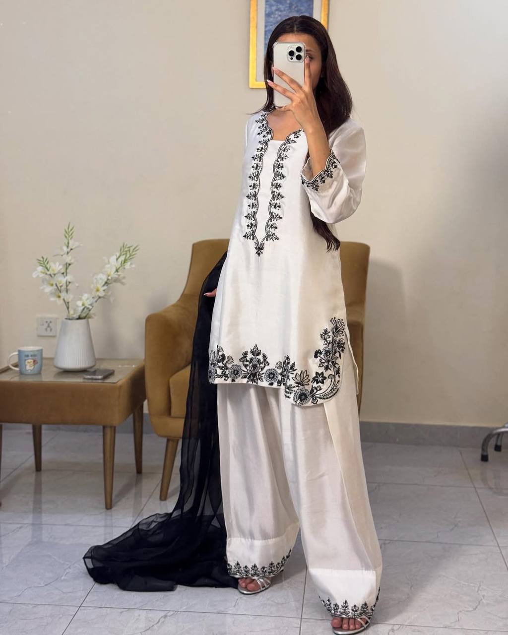 New Partywear Designer Kurta With Plazzo Set