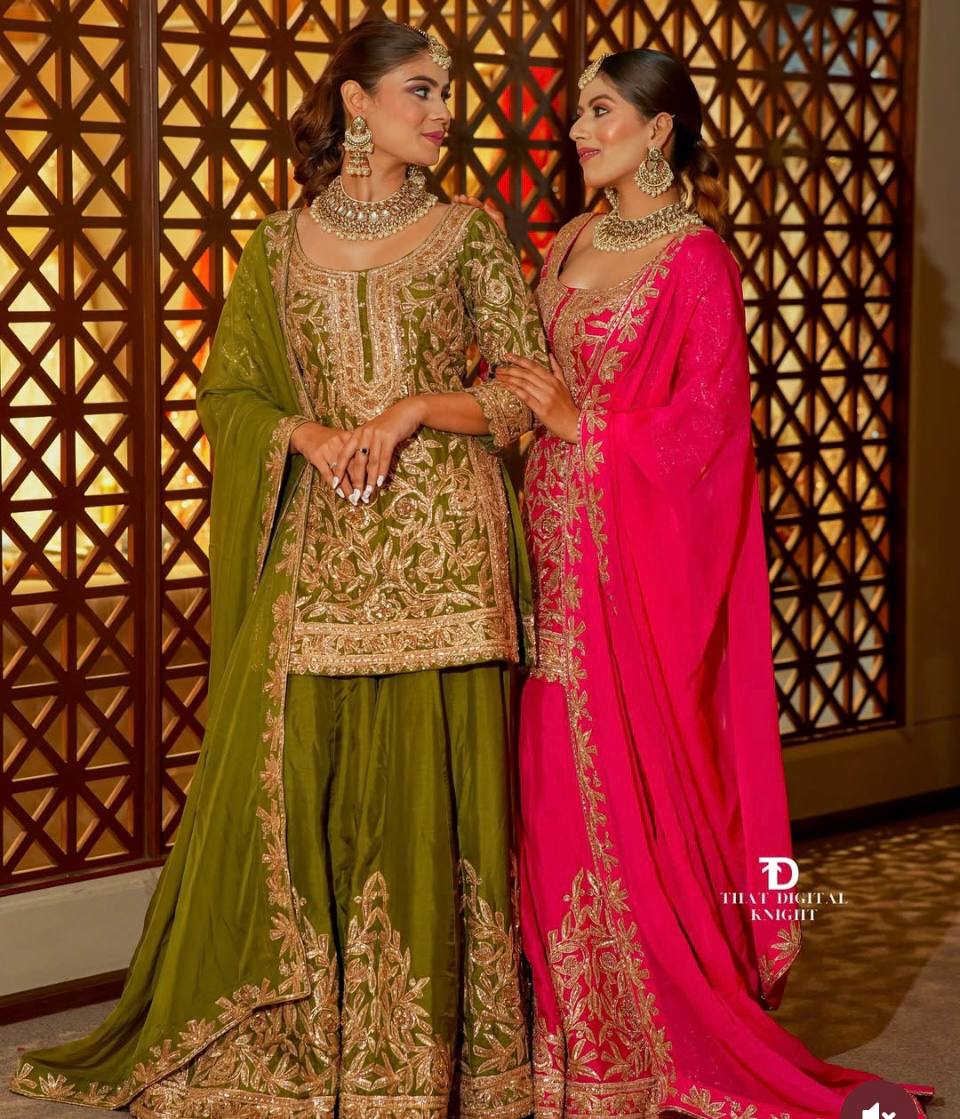 New Designer Party Wear Top & Palazzo Set with Fancy Dupatta & Embroidery Work