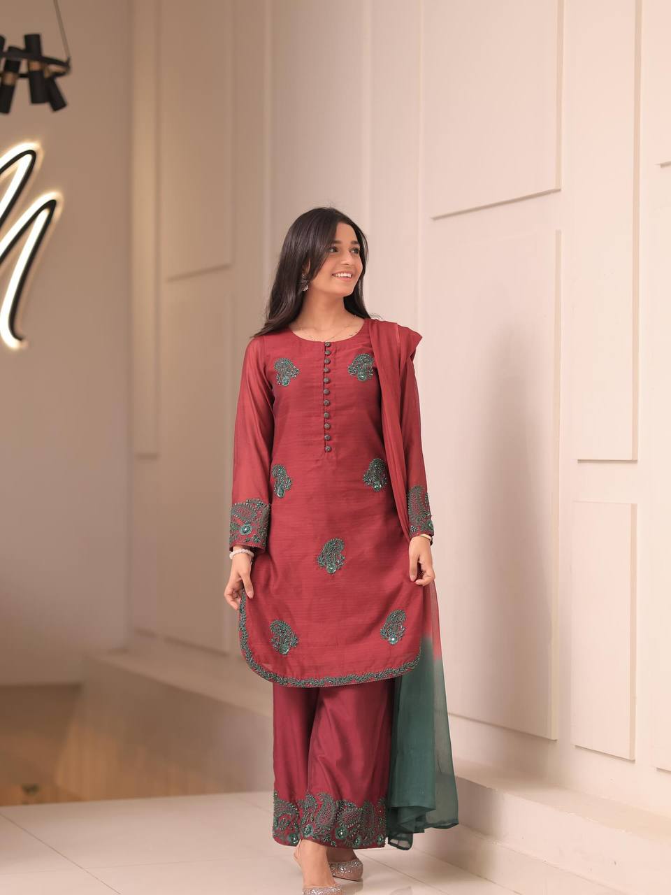 New Designer Elegant French Crepe Kurta With Plazzo Set