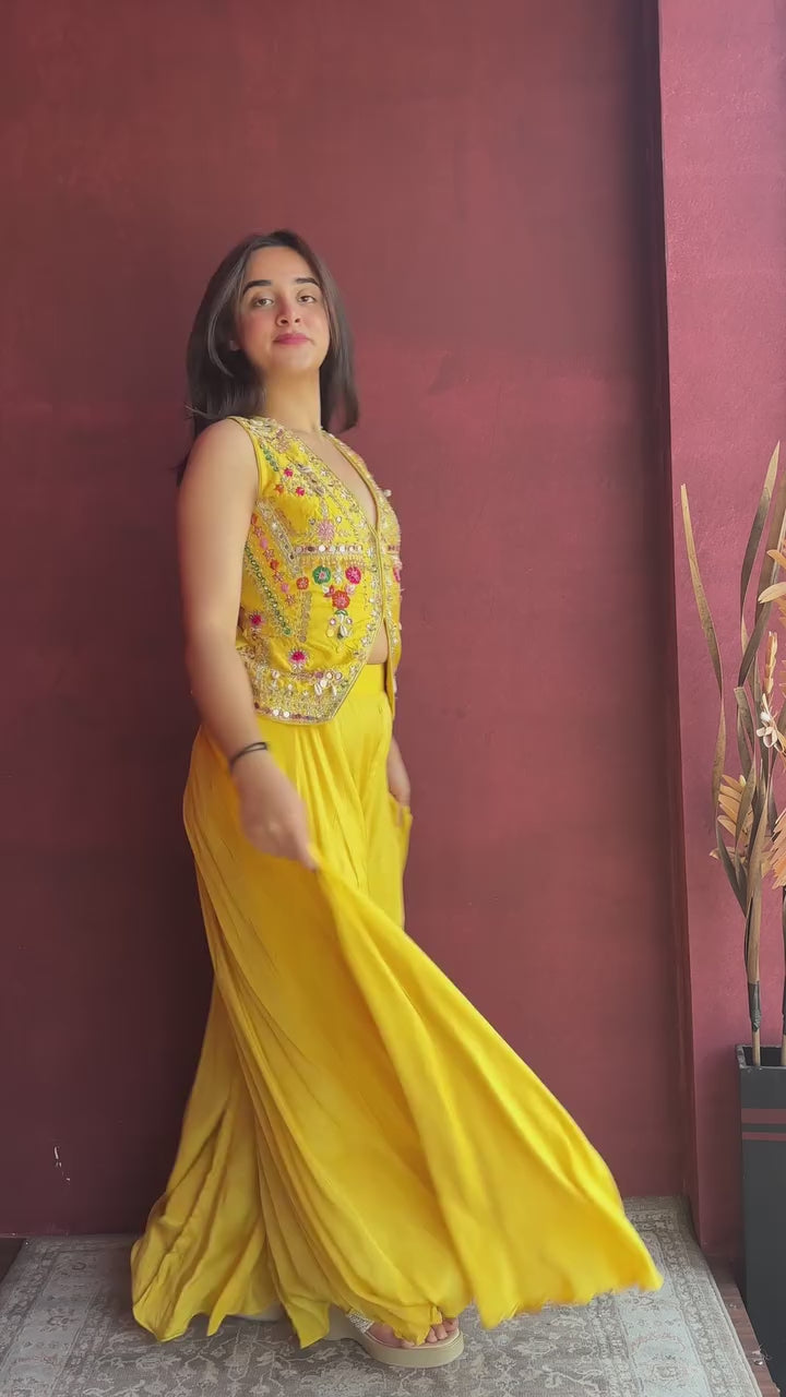 Sunlight Yellow Palazzo Suit for Festive and Sangeet